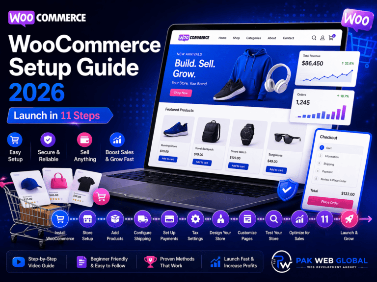 WooCommerce setup guide guide cover image by PakWebGlobal